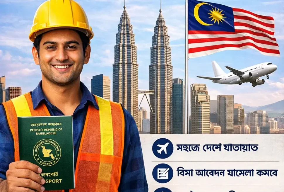 মালয়েশিয়ায় বাংলাদেশি কর্মীদের জন্য মাল্টিপল এন্ট্রি ভিসা (MEV) সংক্রান্ত তথ্যমূলক ব্যানার।